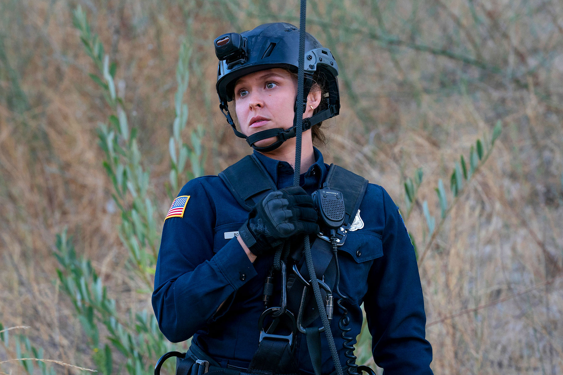 911 Guest Star Ronda Rousey dressed in swat gear