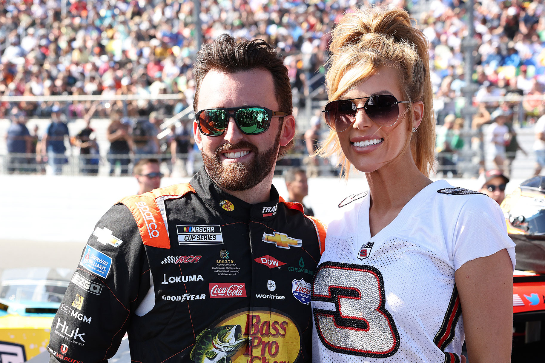 Austin Dillon and his wife Whitney at a Nascar race