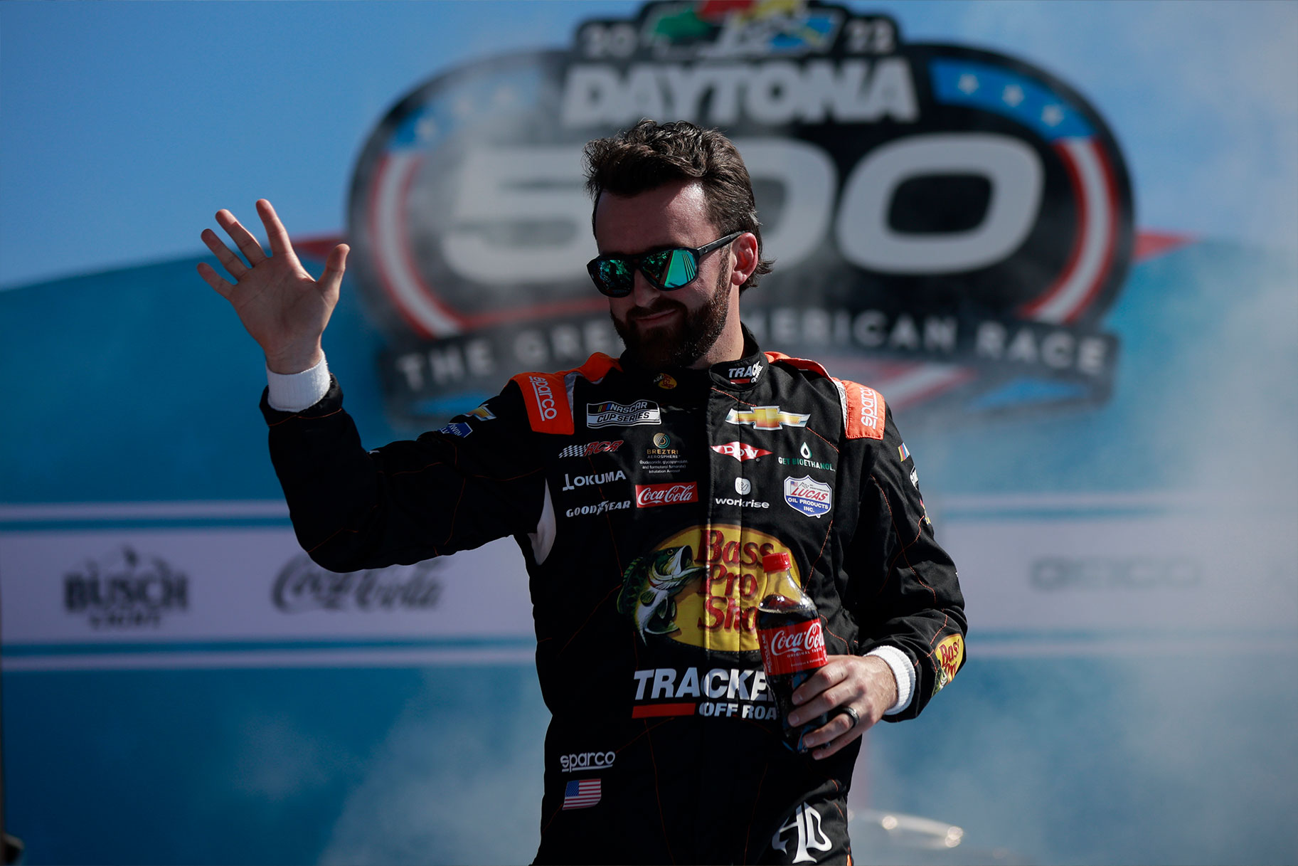 Austin Dillon waves to the crowd at the Daytona 500