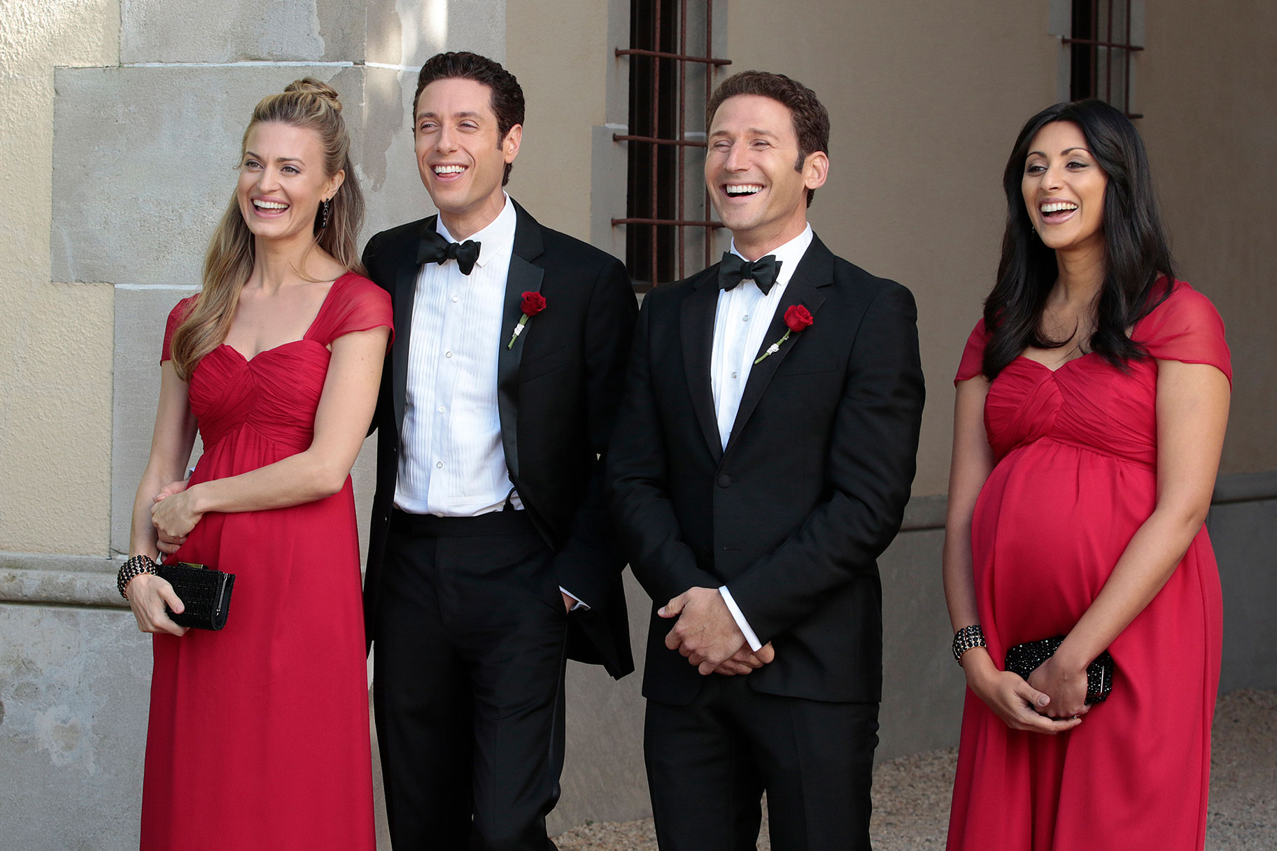 Brooke D'Orsay as Paige Collins, Paulo Costanzo as Evan Lawson, Mark Feuerstein as Dr. Hank Lawson, Reshma Shetty as Divya Katdare