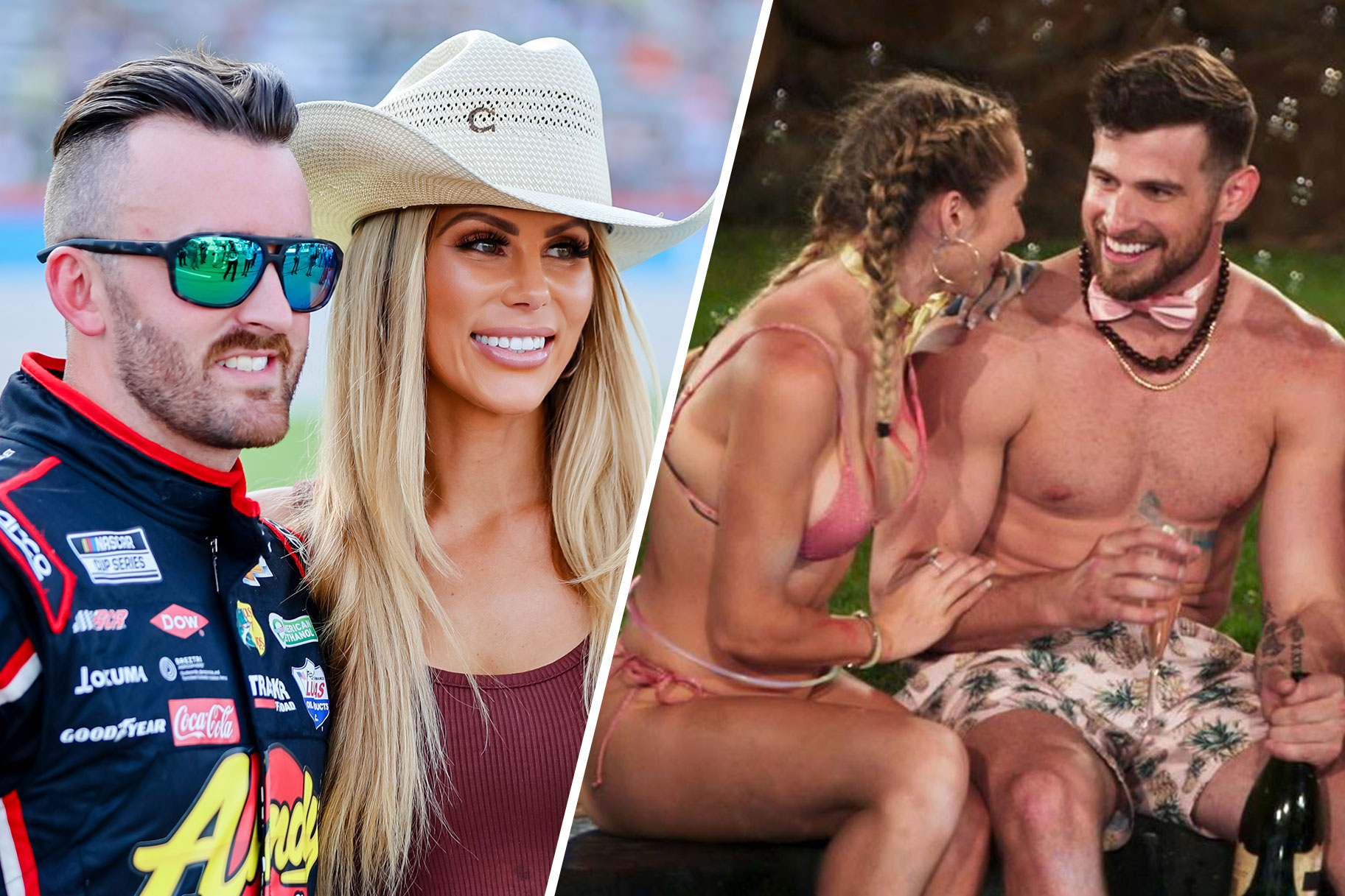 Split image of Austin Dillon's Life in the Fast lane and Temptation Island