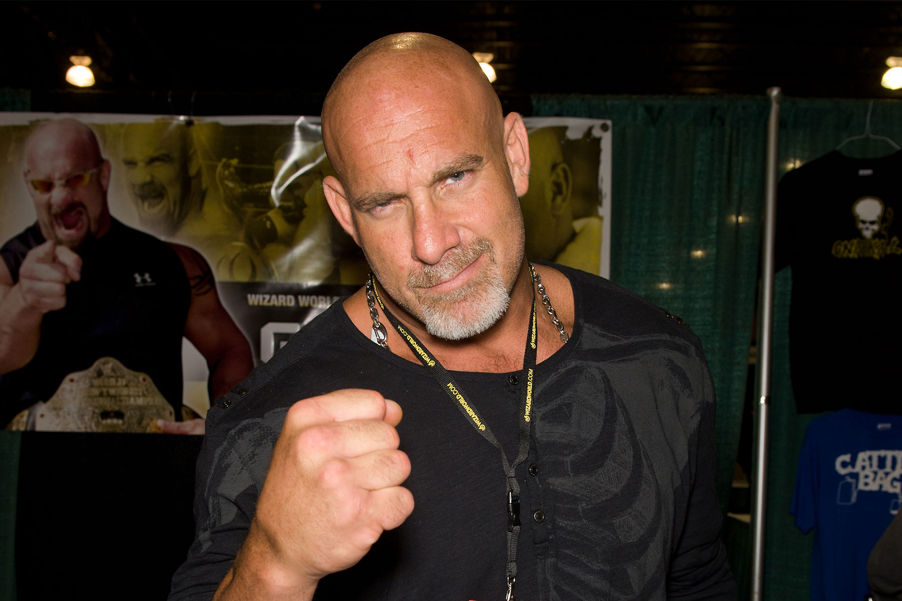 Goldberg with his fist raised