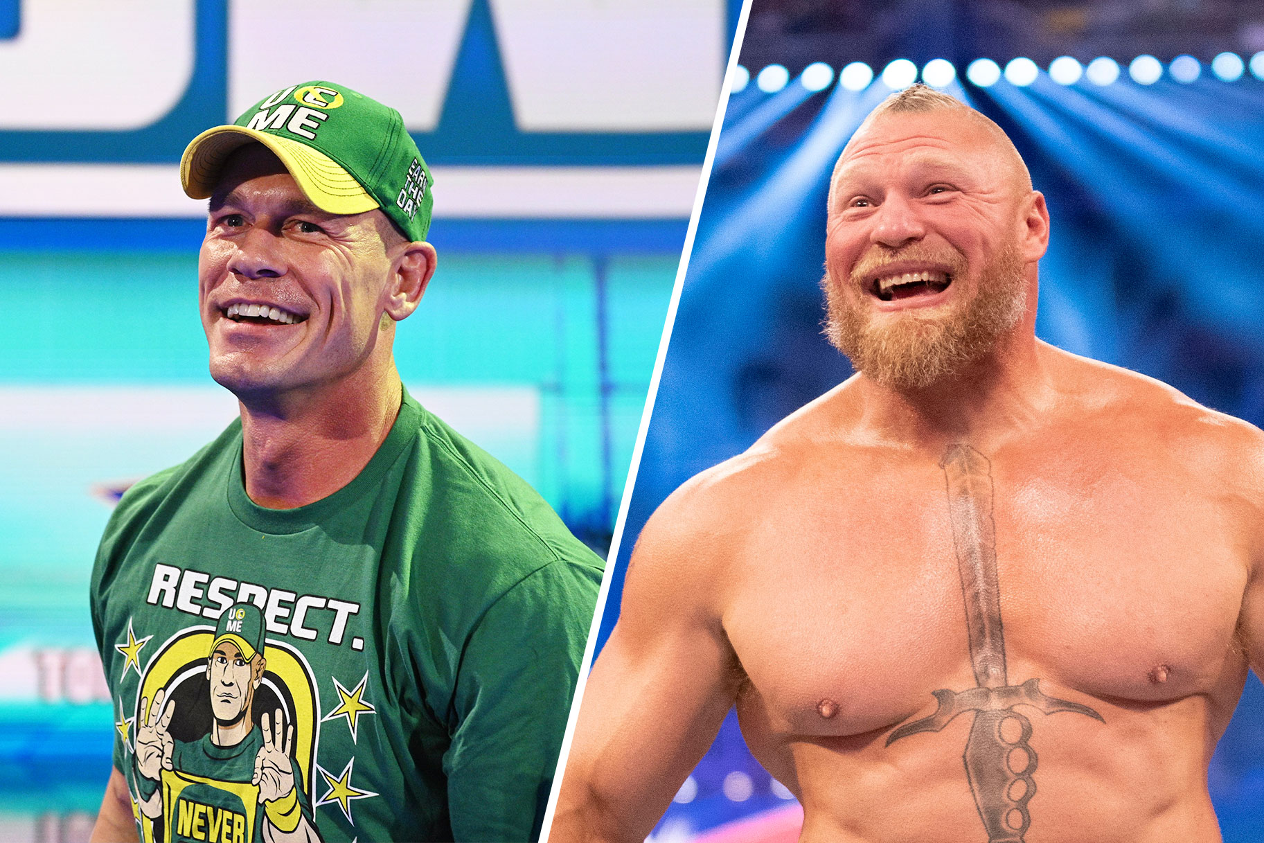 Split image of John Cena and Brock Lesnar