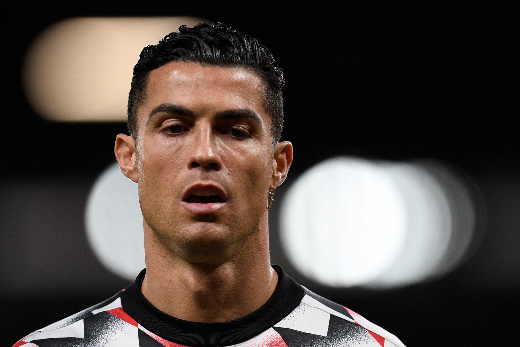 Cristiano Rinaldo reacting to something during a game