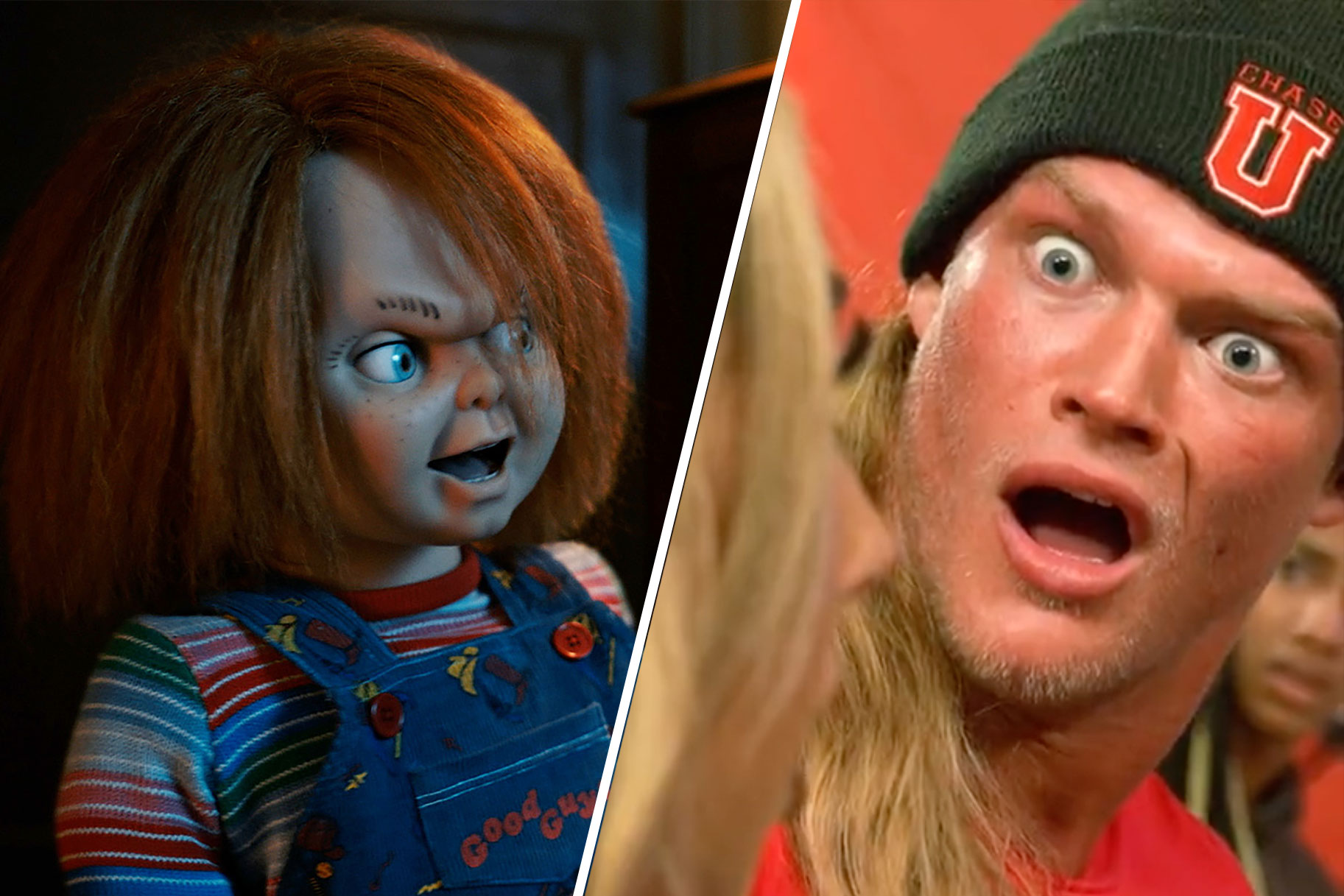 Split image of Chucky and NXT wrestler