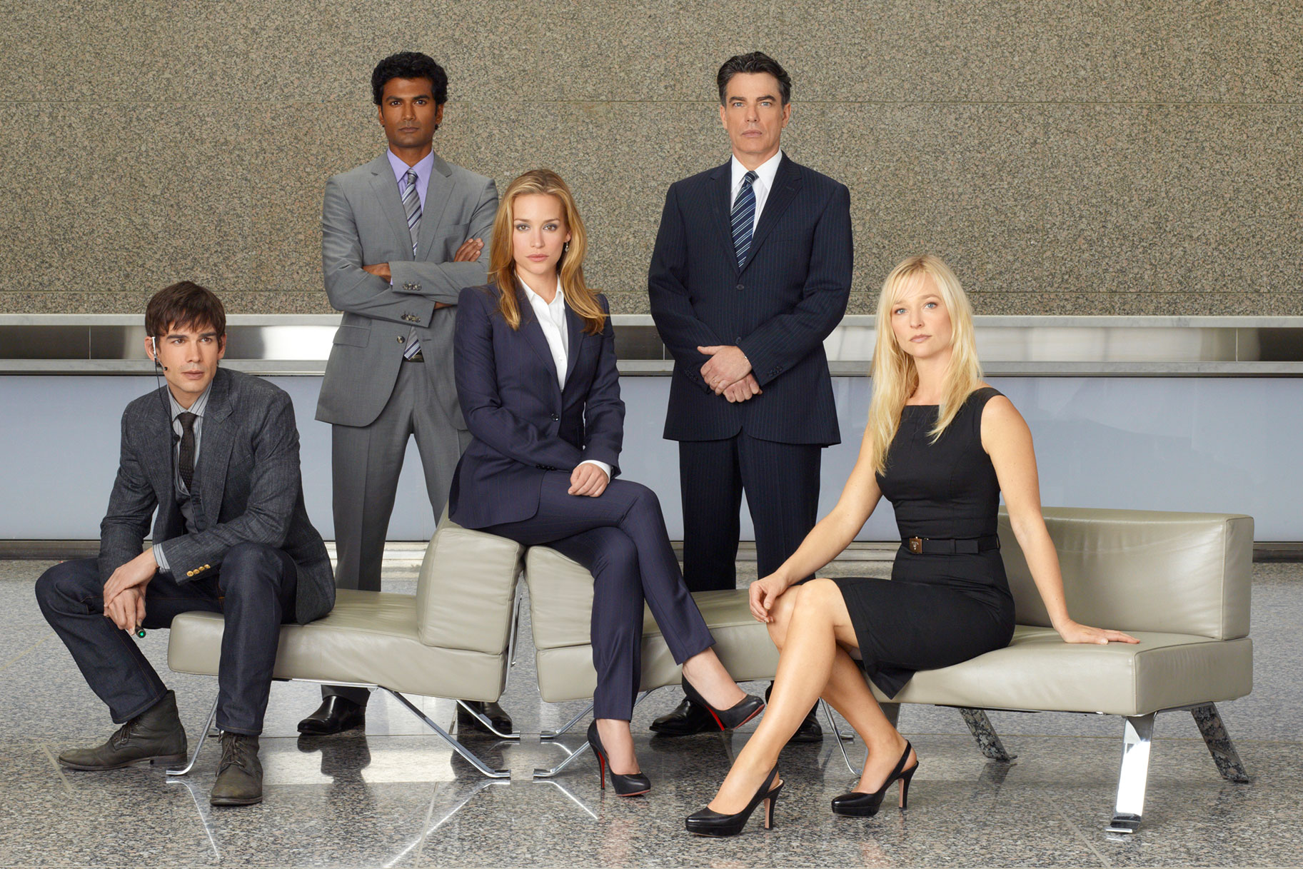 Christopher Gorham as Auggie Anderson, Sendhil Ramamurthy as Jai Wilcox, Piper Perabo as Annie Walker, Peter Gallagher as Authur Campbell, Kari Matchett as Joan Campbell