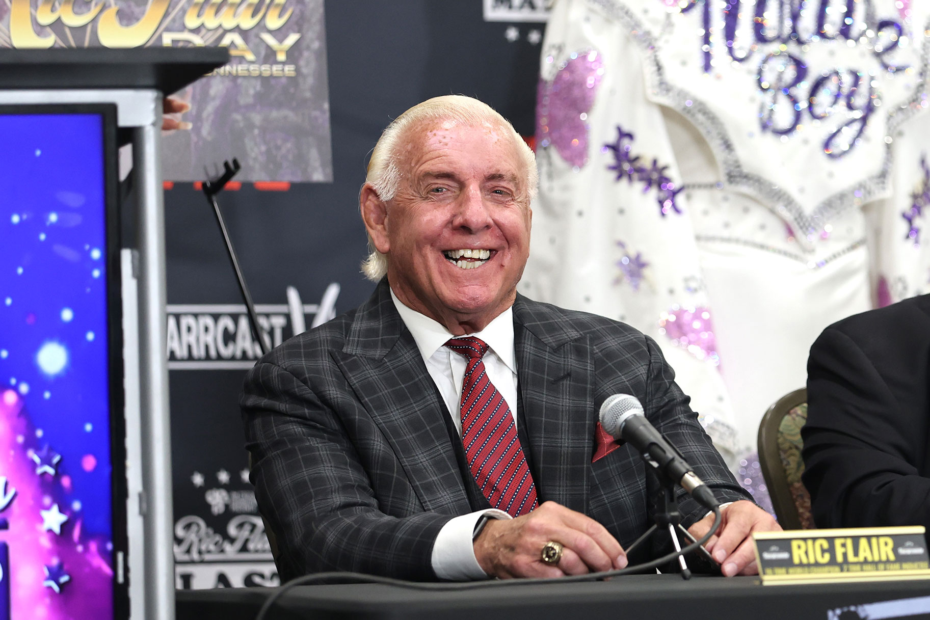 American wrestler Ric Flair attends a press conference where July 31rst is declared “Ric Flair Day” in Music City at Nashville Fairgrounds