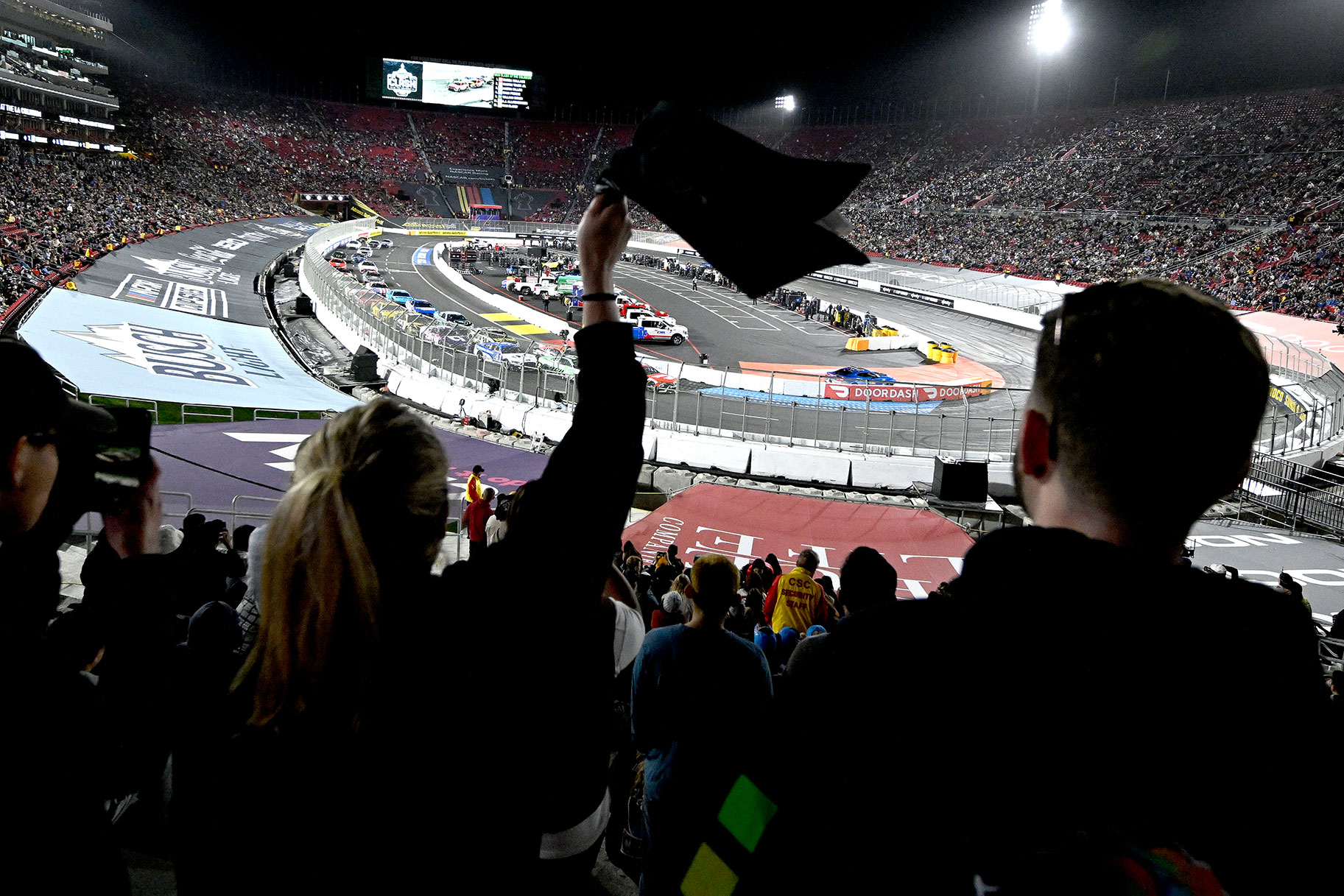 Crowd cheering during a nascar race