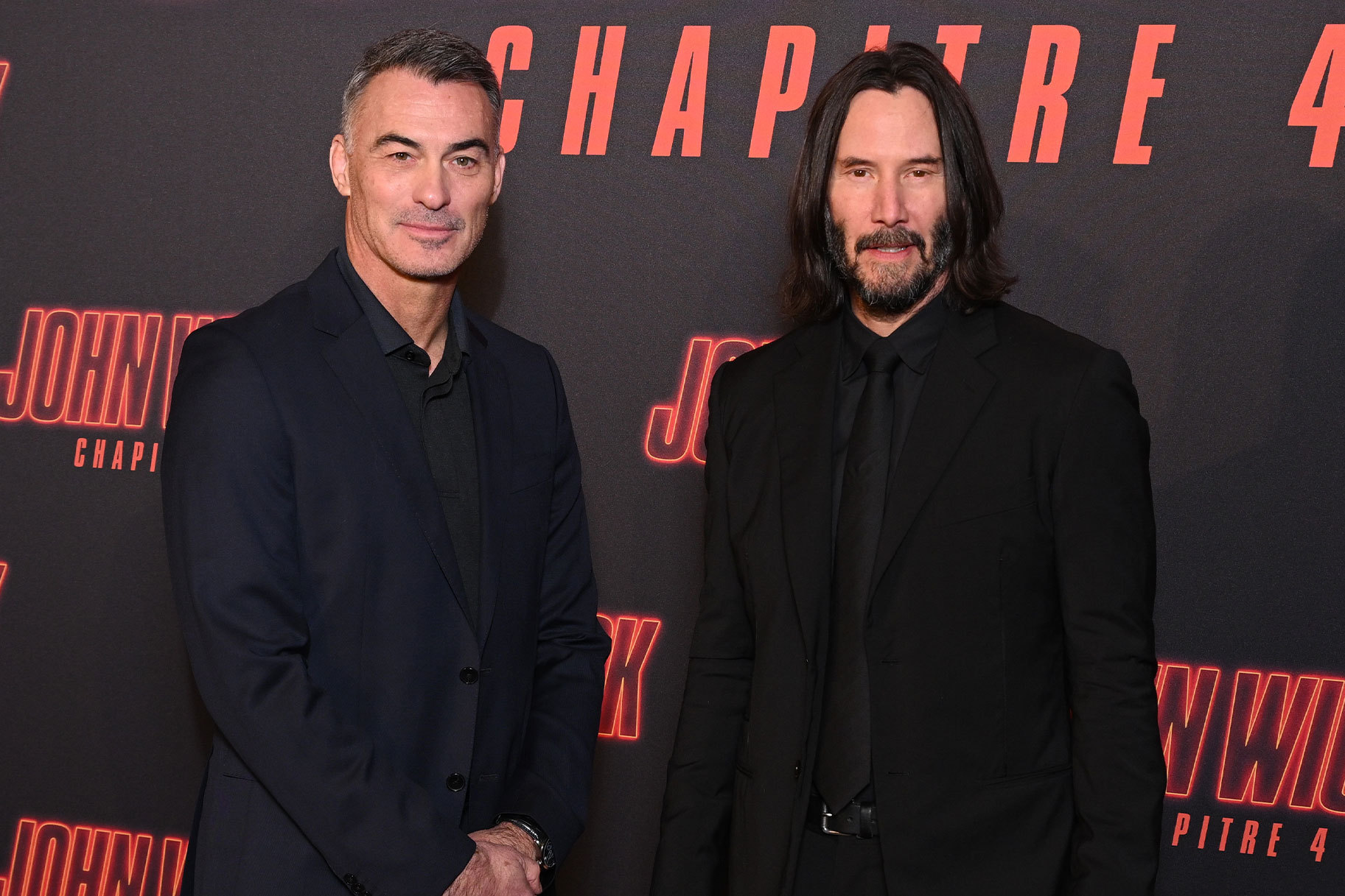 Keanu Reeves and Chad Stahelski at the premiere of 'John Wick 4'
