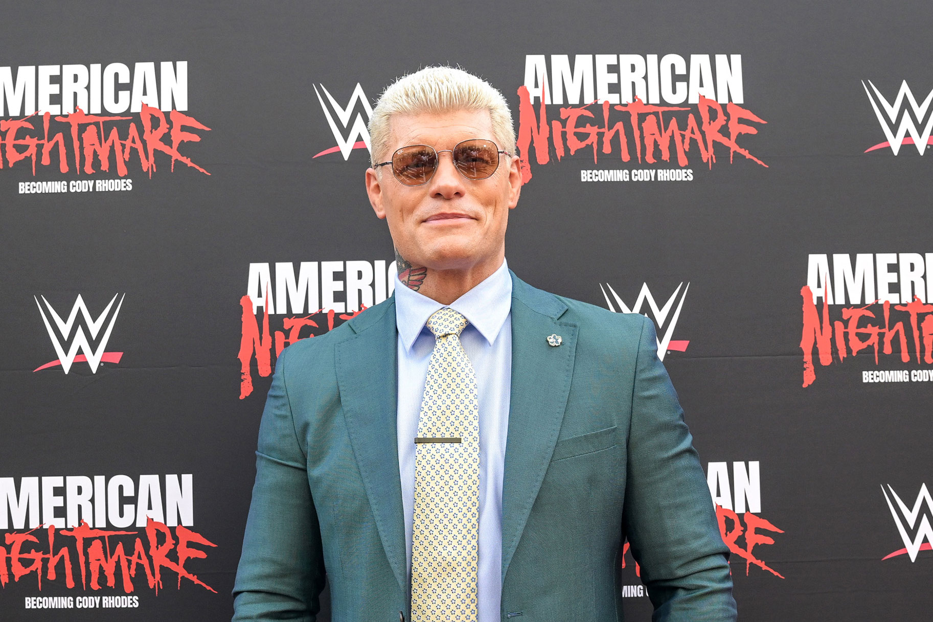 Cody Rhodes poses on the red carpet for the premiere of "American Nightmare: Becoming Cody Rhodes"