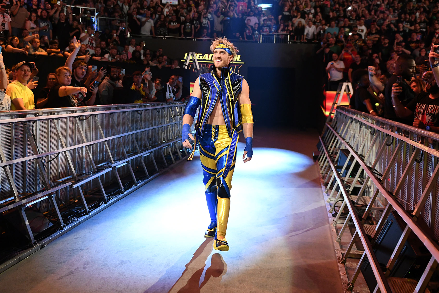 Logan Paul walking to the ring during Money In The Bank