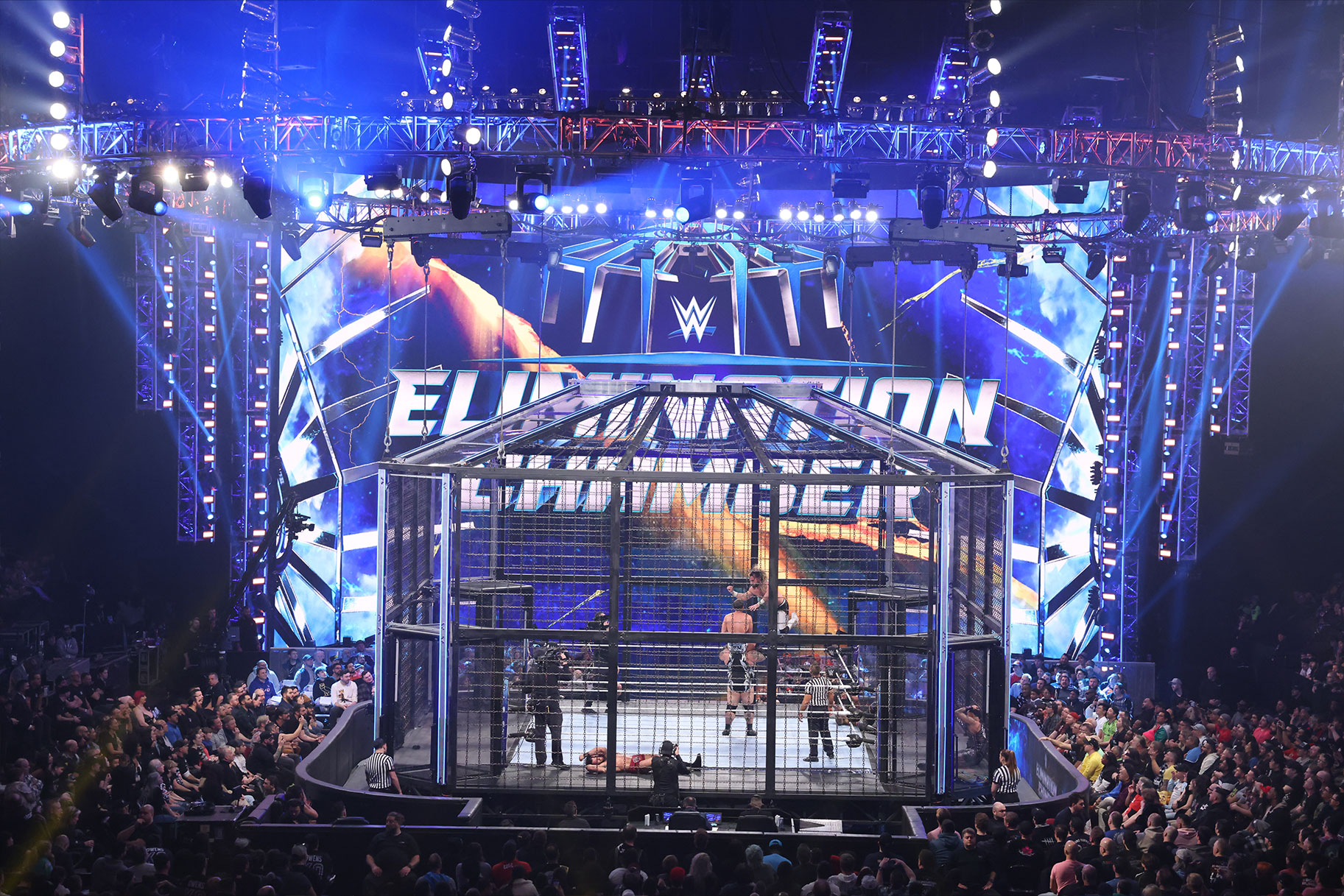 Wide shot of the Elimination Chamber