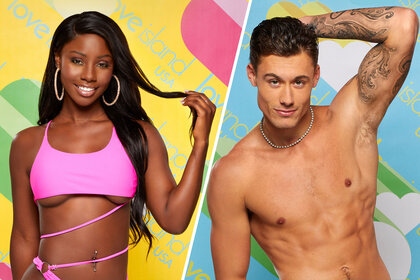 Split image of two Love Island contestants