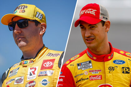Split image of Kyle Busch and Joey Logano