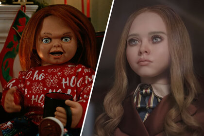 Split image of Chucky and Megan