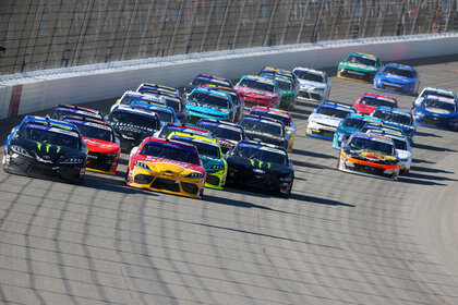 A nascar race in session
