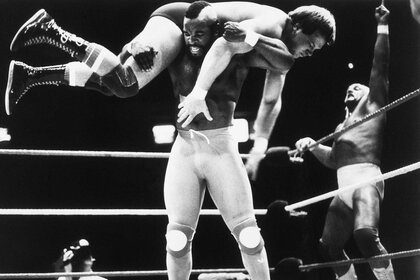 Mr. T Wrestles "Rowdy" Roddy Piper While Hulk Hogan Cheers