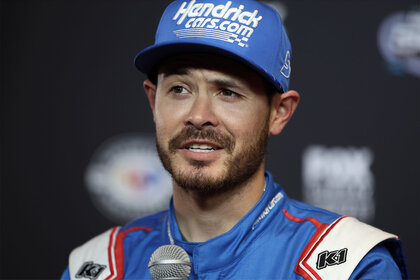 Kyle Larson, driver of the #5 HendrickCars.com Chevrolet, speaks to the media during the NASCAR Cup Series 65th Annual Daytona 500 Media Day at Daytona International Speedway