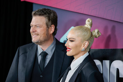 Blake Shelton and Gwen Stefani attend the 2023 CMT Music Awards at Moody Center on April 02, 2023