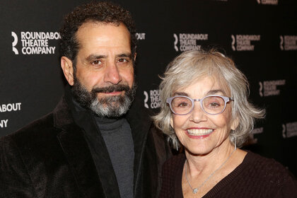 Tony Shalhoub and wife Brooke Adams pose at the opening night of "A Soldier's Play" on Broadwa