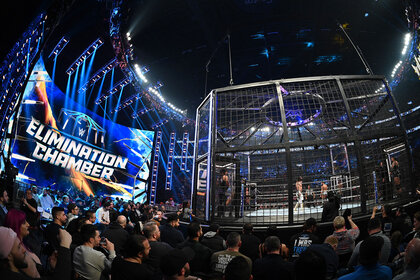 Wide shot of the Elimination Chamber