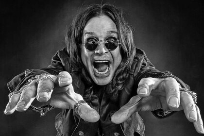 Ozzy Osbourne in black and white