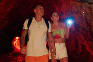 Temptation Island's Sebastian and Kaitlin explore a cave
