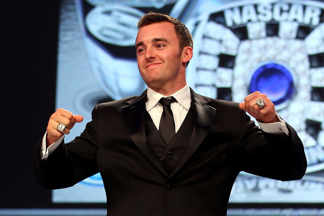 Austin Fillon showing off his Xfinity Championship ring in 2013