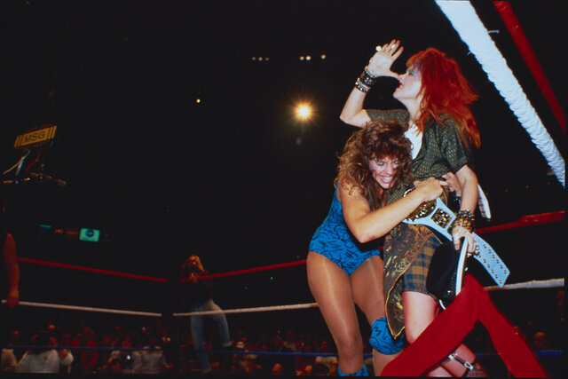 Cyndi Lauper and Wrestler Wendi Richter in the Ring