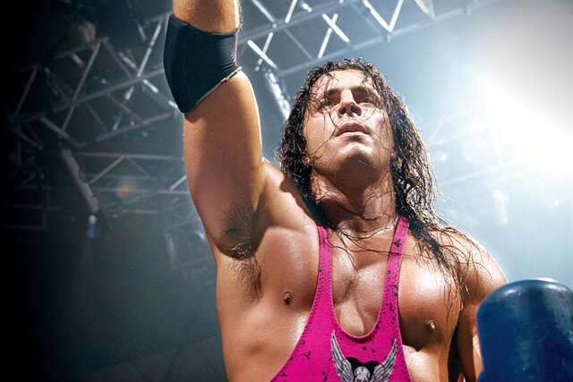 Close up of Bret Hart in the ring.