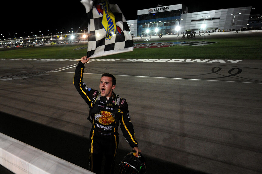 Austin Dillon waving the checkered flag after winning Rookie Of The Year