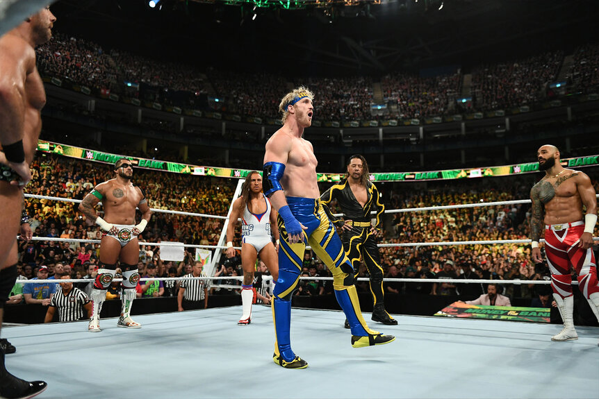Logan Paul stands in the center of the ring during Money In The Bank