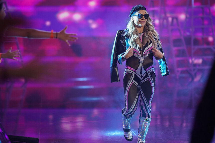 Natalya walking to the ring