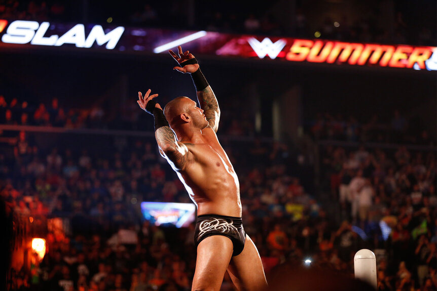 Randy Orton poses on the top ring during SummerSlam