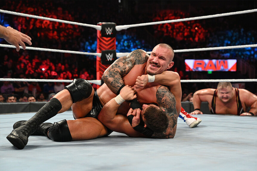 Randy Orton fights another wrestler in the ring