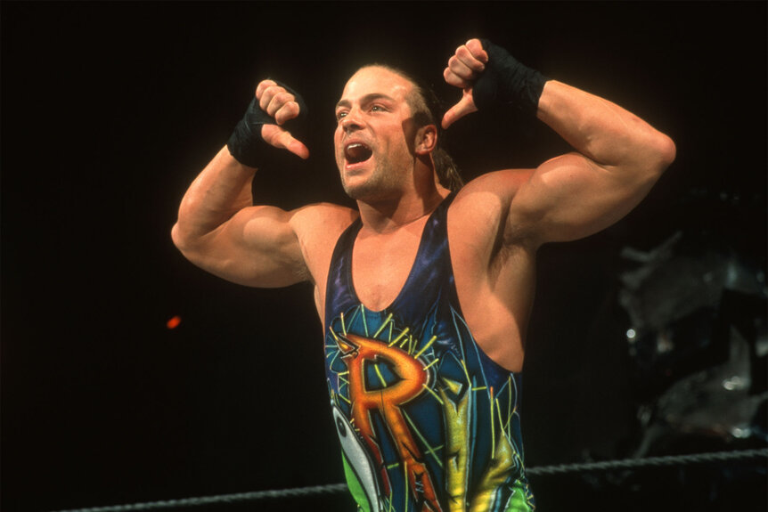 Rob Van Dam does his signature point in the ring